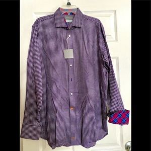 NWT Men’s Thomas Dean Long Sleeve Button Down Shirt with Contrasting Cuff XL